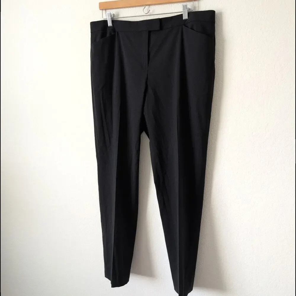 Lafayette 148 New York Black‎ Irving Trouser Pants Size 14 Wool Blend Minimalist